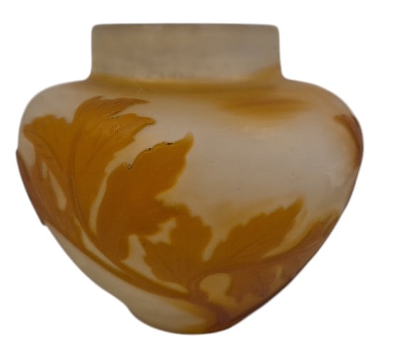 Emile Galle Art Nouveau Miniature Cameo Glass Vase: IMPORTANT NOTE: Legacy Auctions offers reasonably priced in-house and 3rd Party shipping options, but you must select Arrange My Own Shipping as part of your post-auction purchase options. Emile