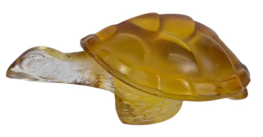 Lalique "Caroline" Turtle Amber & French Crystal: IMPORTANT NOTE: Legacy Auctions offers reasonably priced in-house and 3rd Party shipping options, but you must select Arrange My Own Shipping as part of your post-auction purchase options. Lalique "Ca
