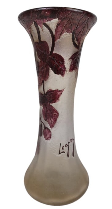 Antique Legras Acid Etched Cameo Glass Vase: IMPORTANT NOTE: Legacy Auctions offers reasonably priced in-house and 3rd Party shipping options, but you must select Arrange My Own Shipping as part of your post-auction purchase options. Antique Fre