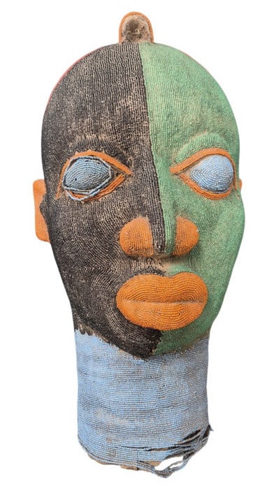 Large Authentic Bamileke Beaded Head From Cameroon: IMPORTANT NOTE: Legacy Auctions offers reasonably priced in-house and 3rd Party shipping options, but you must select Arrange My Own Shipping as part of your post-auction purchase options. Large, auth