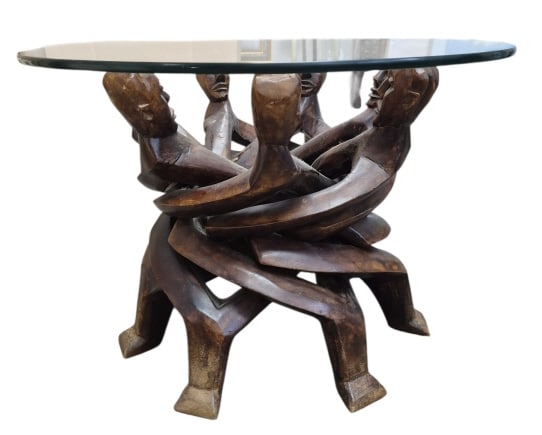 Hand-carved Wood 7 Head Unity Table Ghana: IMPORTANT NOTE: Legacy Auctions offers reasonably priced in-house and 3rd Party shipping options, but you must select Arrange My Own Shipping as part of your post-auction purchase options. This