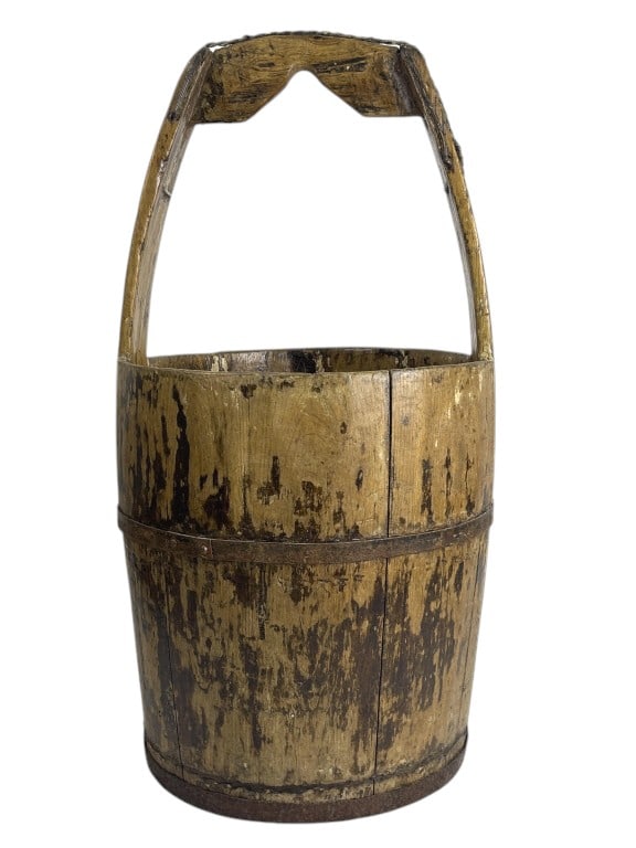 Chinese Wooden Water Bucket w/ Iron Forging (1 of 10)