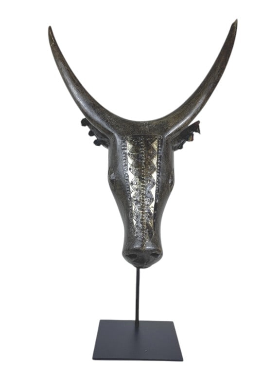 African Tribal Wooden Bull Head w/ Hand Made Mask: IMPORTANT NOTE: Legacy Auctions offers reasonably priced in-house and 3rd Party shipping options, but you must select Arrange My Own Shipping as part of your post-auction purchase options. Tribal West