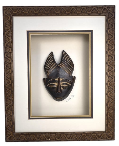 African Art. Hand-Made, Framed Mask: IMPORTANT NOTE: Legacy Auctions offers reasonably priced in-house and 3rd Party shipping options, but you must select Arrange My Own Shipping as part of your post-auction purchase options. Handcrafted