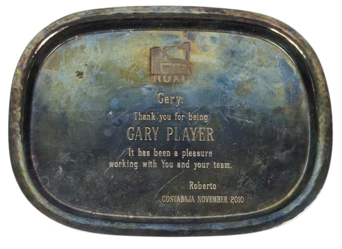Gary Player Mexican Sterling Silver Plaque 486g.: IMPORTANT NOTE: Legacy Auctions offers reasonably priced in-house and 3rd Party shipping options, but you must select Arrange My Own Shipping as part of your post-auction purchase options. From Novemb