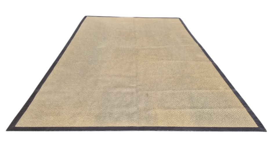 Natural Beige Likely Jute Fiber Rug Leather Border: IMPORTANT NOTE: Legacy Auctions offers reasonably priced in-house and 3rd Party shipping options, but you must select Arrange My Own Shipping as part of your post-auction purchase options. Huge