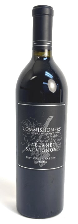 2003 Commissioners Private Reserve Cab Sauvignon: IMPORTANT NOTE: Legacy Auctions offers reasonably priced in-house and 3rd Party shipping options, but you must select Arrange My Own Shipping as part of your post-auction purchase options. This is a 2