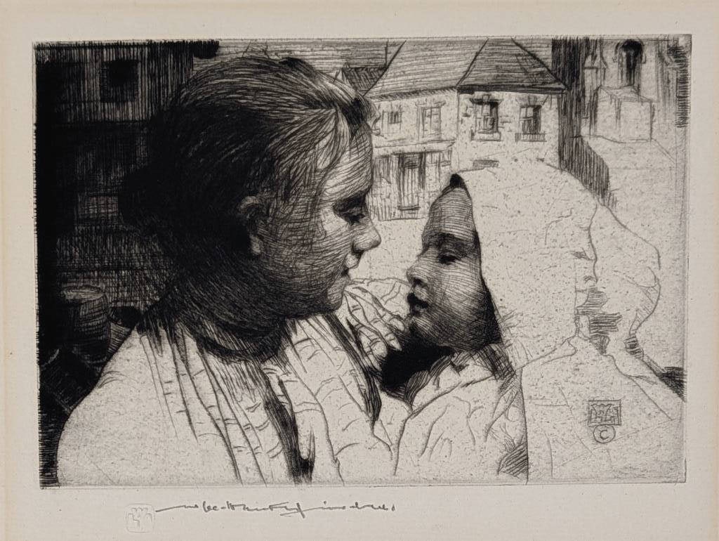 William L. Hankey Two Sisters Signed Etching - 2