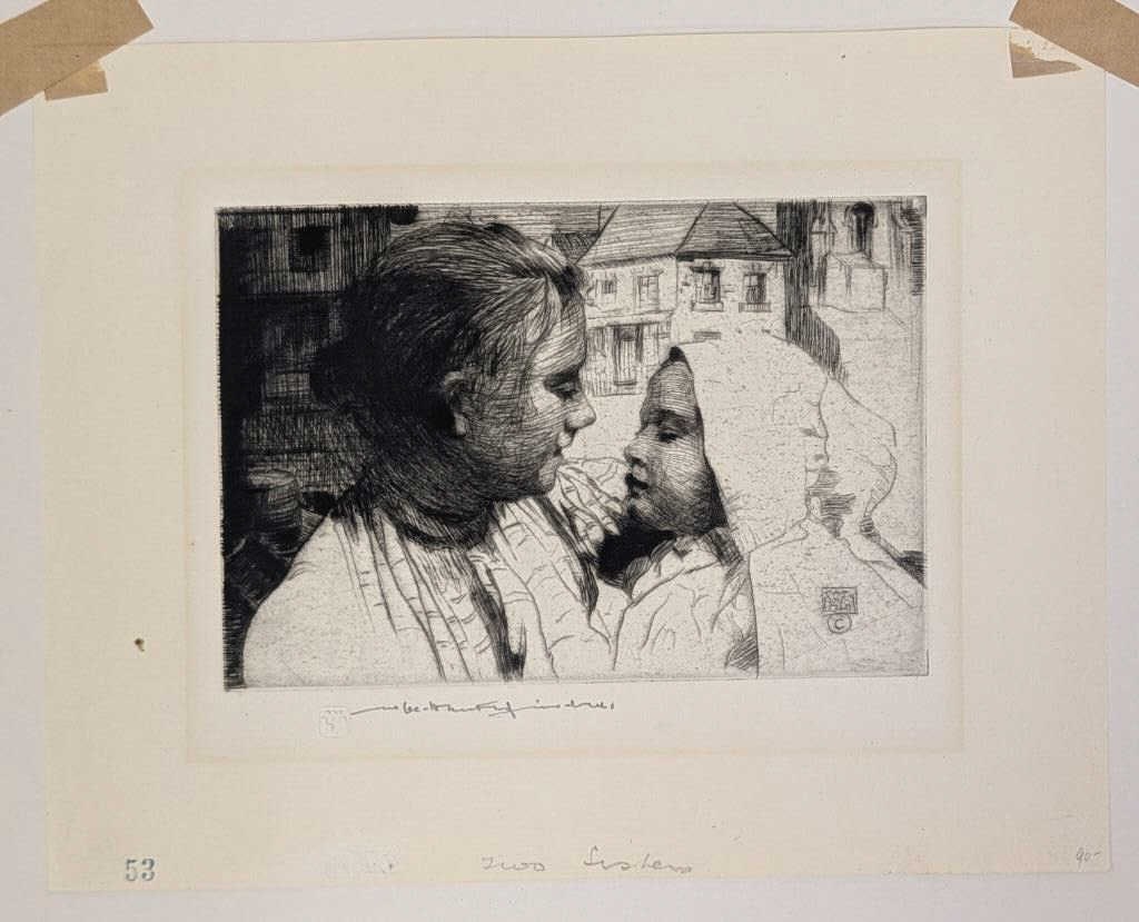 William L. Hankey Two Sisters Signed Etching - 3