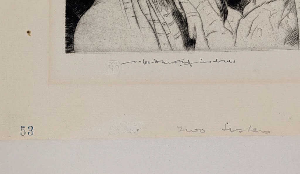 William L. Hankey Two Sisters Signed Etching - 4