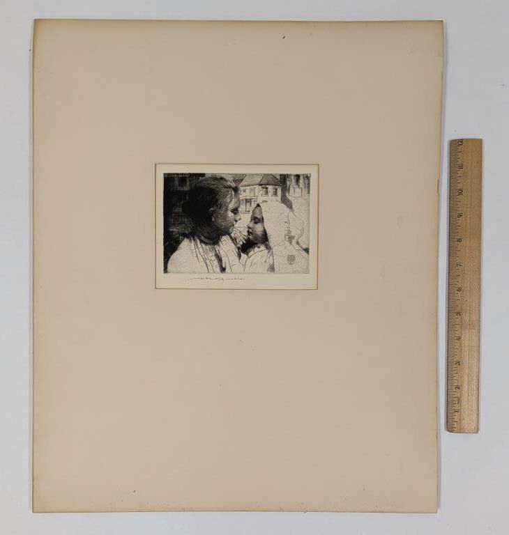 William L. Hankey Two Sisters Signed Etching - 6