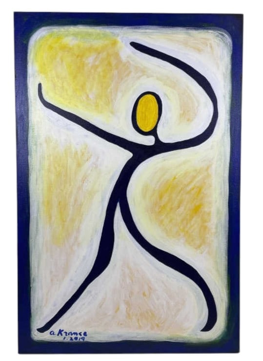 Andrew Krance "The Throw" Acrylic on Canvas: IMPORTANT NOTE: Legacy Auctions offers reasonably priced in-house and 3rd Party shipping options, but you must select Arrange My Own Shipping as part of your post-auction purchase options. Painted in 