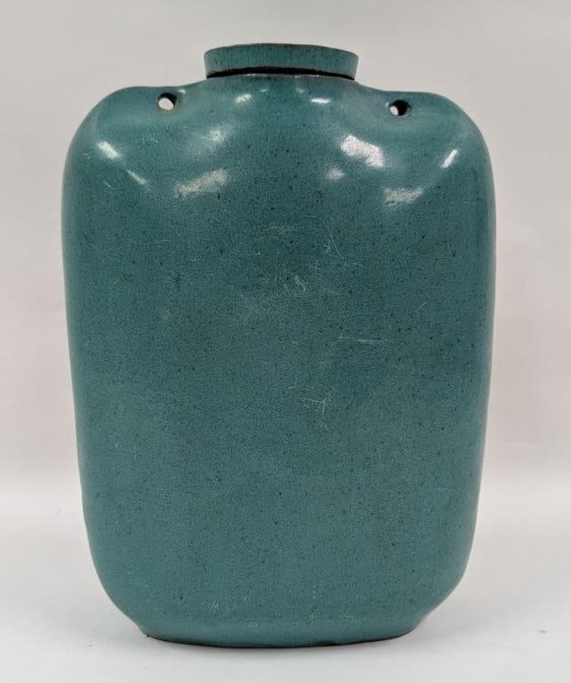 Mid Century Earthenware Pilgrim Flask with Cap - 2