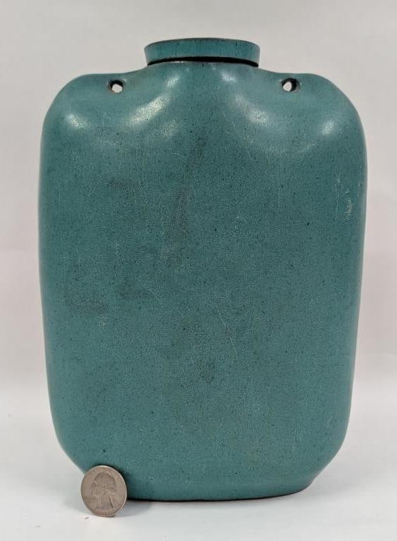 Mid Century Earthenware Pilgrim Flask with Cap - 4