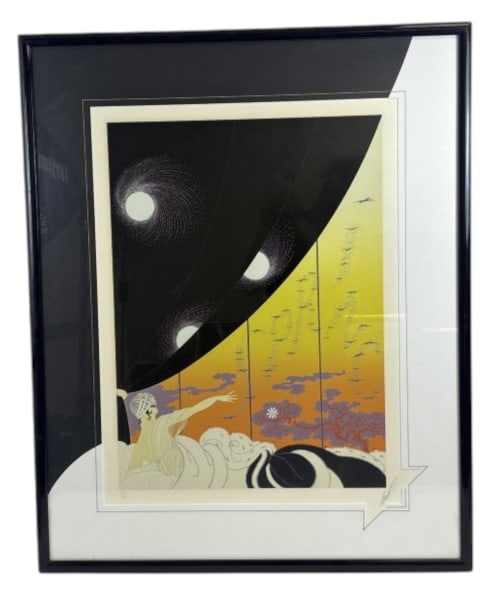 Erte The Coming Of Spring Serigraph 1981: IMPORTANT NOTE: Legacy Auctions offers reasonably priced in-house and 3rd Party shipping options, but you must select Arrange My Own Shipping as part of your post-auction purchase options. Designed by
