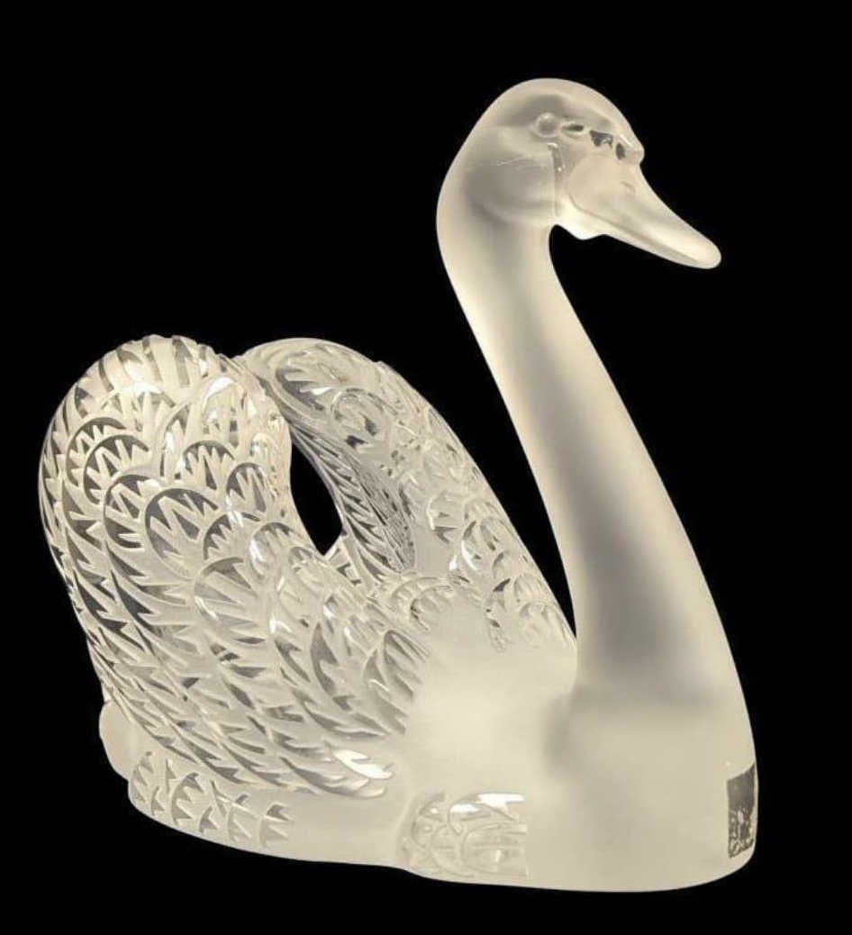 Large Lalique Swan Head Up Crystal Sculpture: IMPORTANT NOTE: Legacy Auctions offers reasonably priced in-house and 3rd Party shipping options, but you must select Arrange My Own Shipping as part of your post-auction purchase options. Lalique, Fr