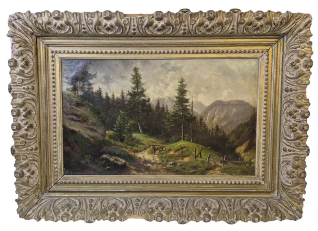 Max Schwab (German, 19/20th c.) Oil On Canvas: IMPORTANT NOTE: Legacy Auctions offers reasonably priced in-house and 3rd Party shipping options, but you must select Arrange My Own Shipping as part of your post-auction purchase options. Max Schwab 