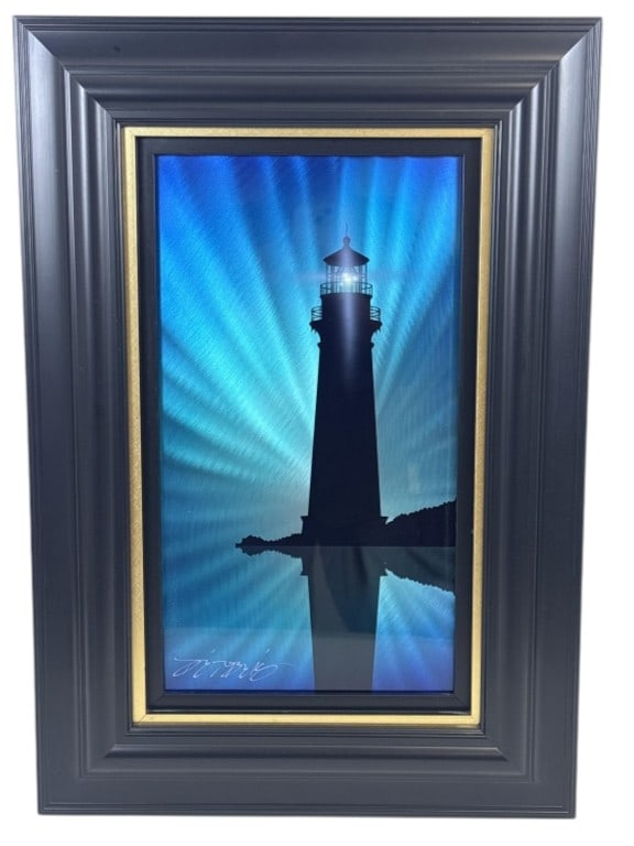 Chris DeRubeis "The Lighthouse" Mixed Media: IMPORTANT NOTE: Legacy Auctions offers reasonably priced in-house and 3rd Party shipping options, but you must select Arrange My Own Shipping as part of your post-auction purchase options. This signed