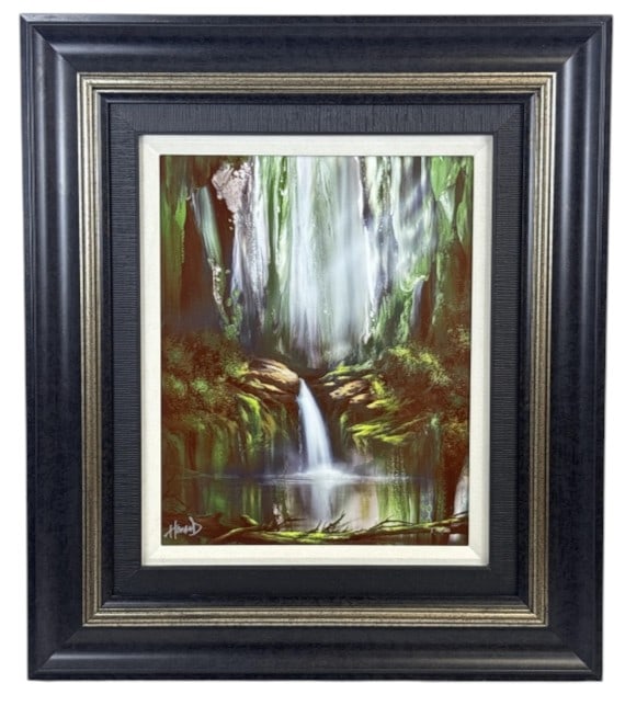 Ashton Howard "Hidden Falls" Caldograph: IMPORTANT NOTE: Legacy Auctions offers reasonably priced in-house and 3rd Party shipping options, but you must select Arrange My Own Shipping as part of your post-auction purchase options. This is a s