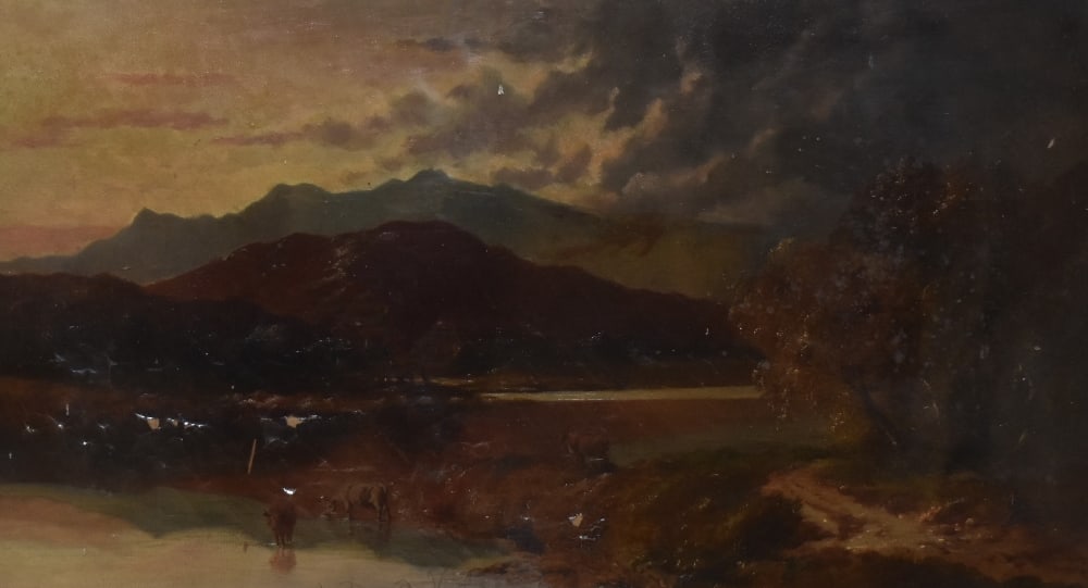 Attributed to E.S. (Edgar Smart) Rowley (1887-1934, British), oil on canvas, A moody Highland (1 of 3)