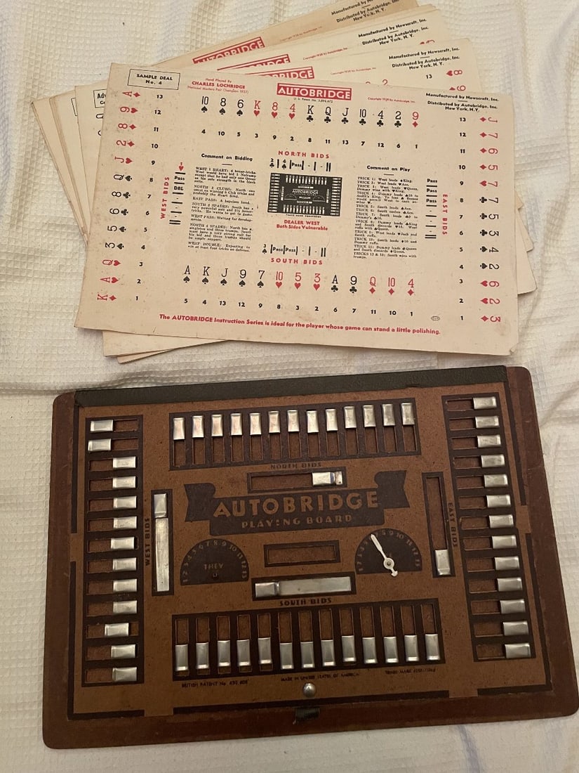 A box and a case of vintage Card Games including Bridge, Canasta, Score Cards, Auto Bridge, (1 of 3)