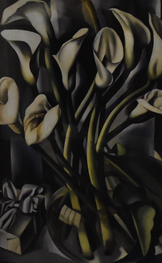 After Tamara de Lempicka (1898-1980, Polish), poster print, 'Les Arums', framed, measuring 70cm x: After Tamara de Lempicka (1898-1980, Polish), poster print, 'Les Arums', framed, measuring 70cm x 105cm overall