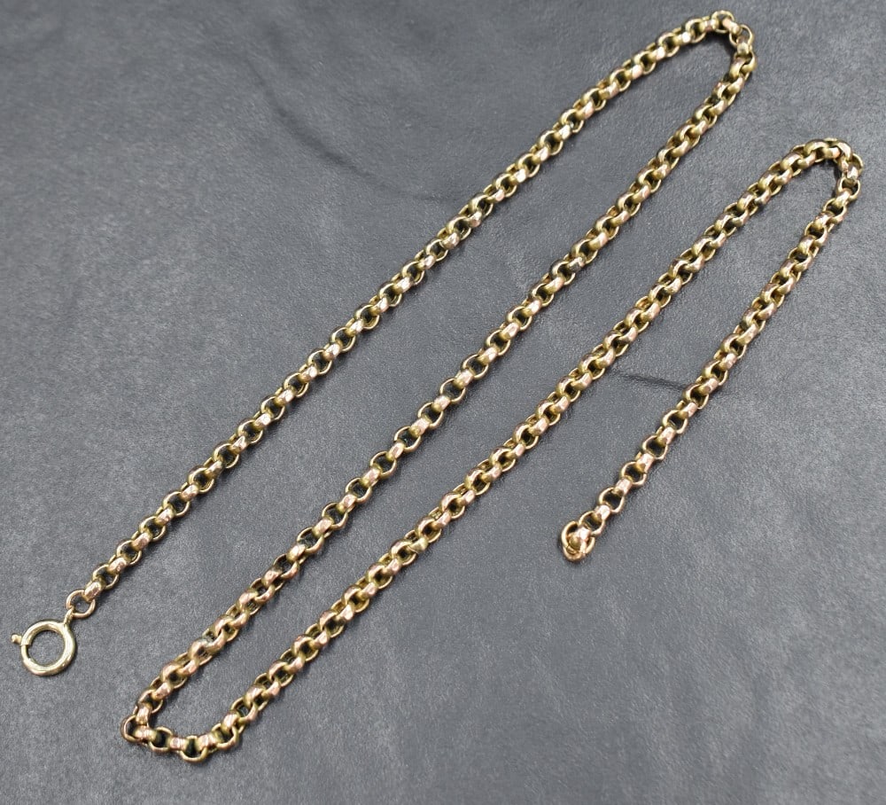 A yellow metal rolo link chain, marked 9ct to clasp, approx 9.6g and 46cm (1 of 1)