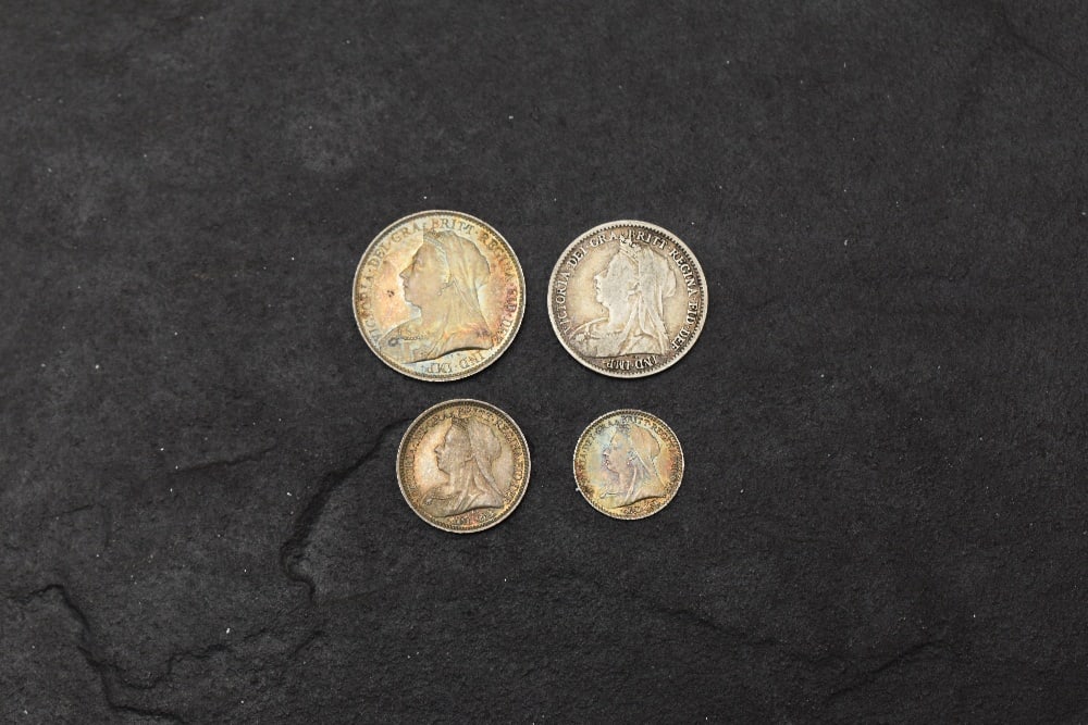 Three Queen Victoria 1897 Old Head Maundy Coins, Four,Two & One Pence, no box, and a 1897 Queen Vi (1 of 1)