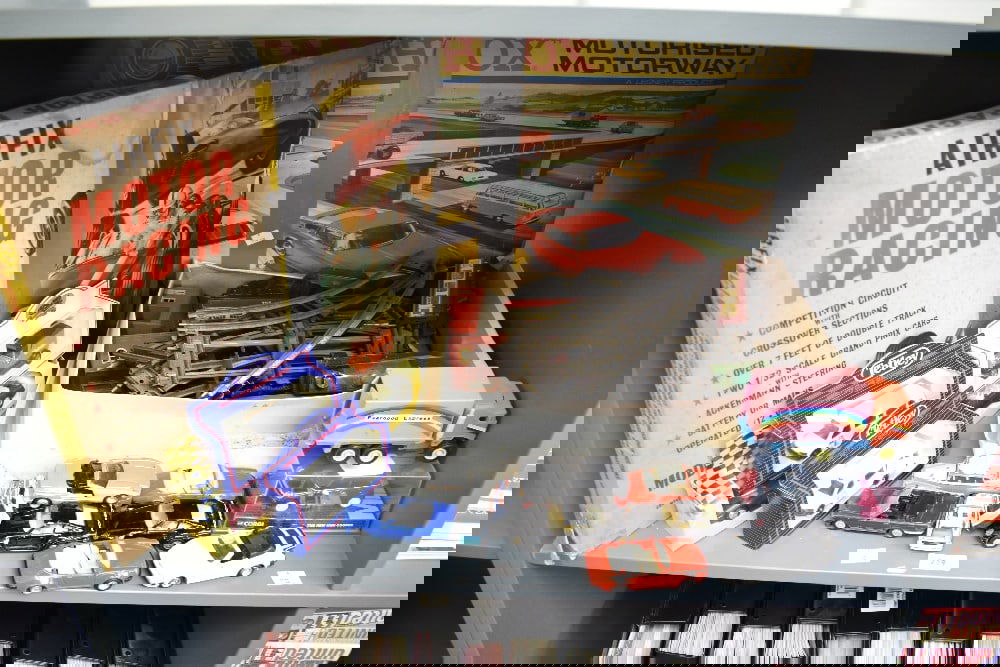 An Airfix Motor Racing set, Matchbox Motorised Motorway set, playworn die-casts and 0 gauge trains (1 of 1)