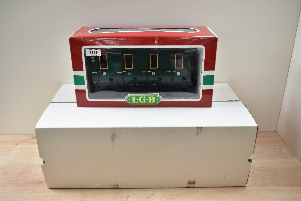 Three LGB G Scale Wagons, 3050 Third Class Compartment Coach, 30800 Denver & Rio Grande Coach and (1 of 2)