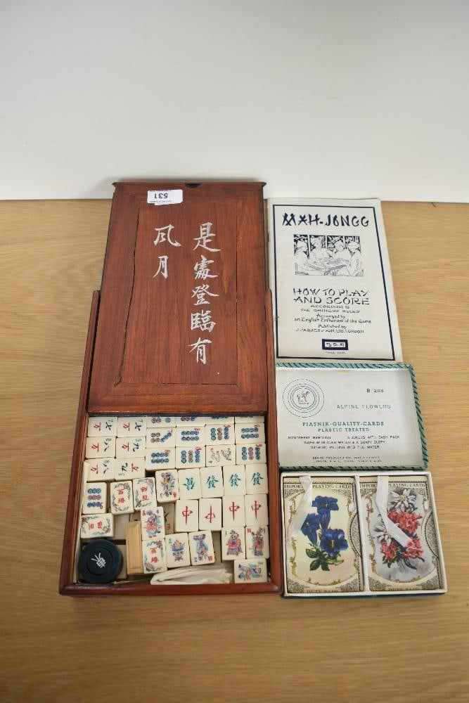 A J Jaques & Son Mah Jongg set in original wooden box with instructions along with a B208 Benno (1 of 2)