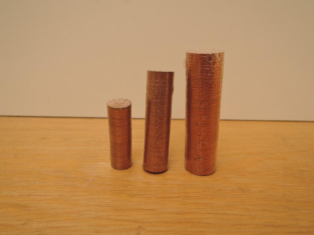 Three rolls of 1971 Copper Coins, 2 New Pence, One Pence and Half Pence, all unopened, 50 coins in (1 of 1)