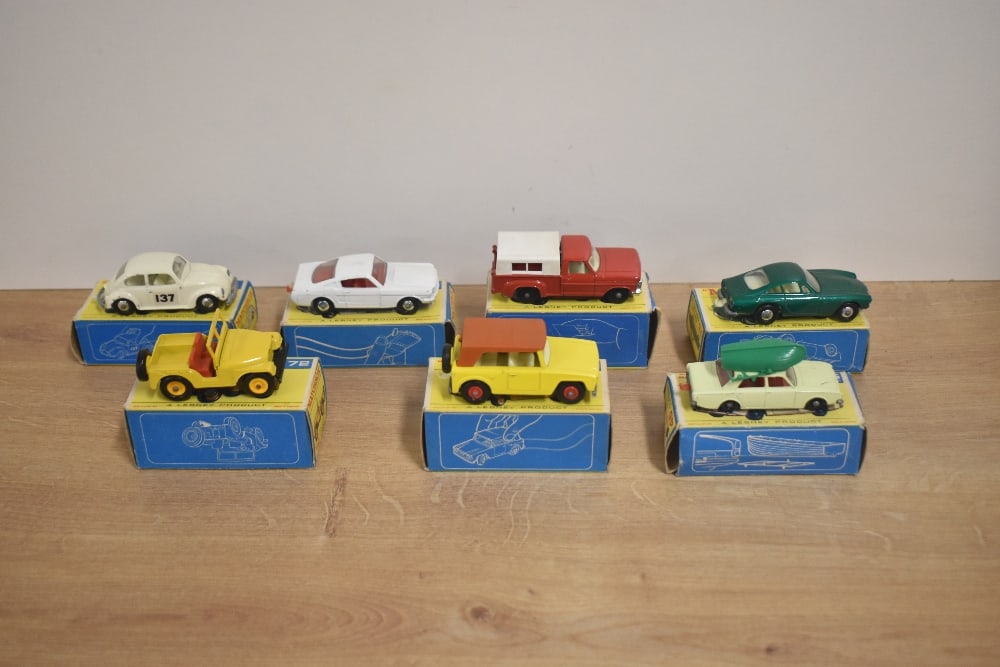 Seven 1969 Matchbox Die-casts, No 6 Ford Pick Up, red with white canopy, No 8 Ford Mustang, white (1 of 1)