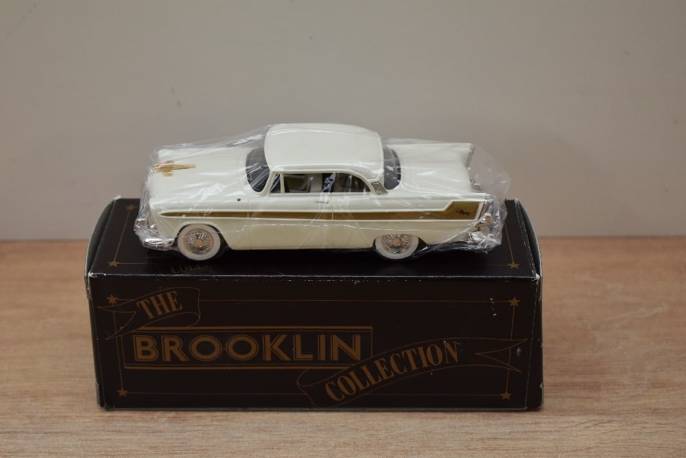 A Brooklin Models The Brooklin Collection 1:43 scale die-cast, BRK 63 1956 Plymouth Fury, licensed: A Brooklin Models The Brooklin Collection 1:43 scale die-cast, BRK 63 1956 Plymouth Fury, licensed by Chrysler Corporation, in original box with inner packaging, appears unused