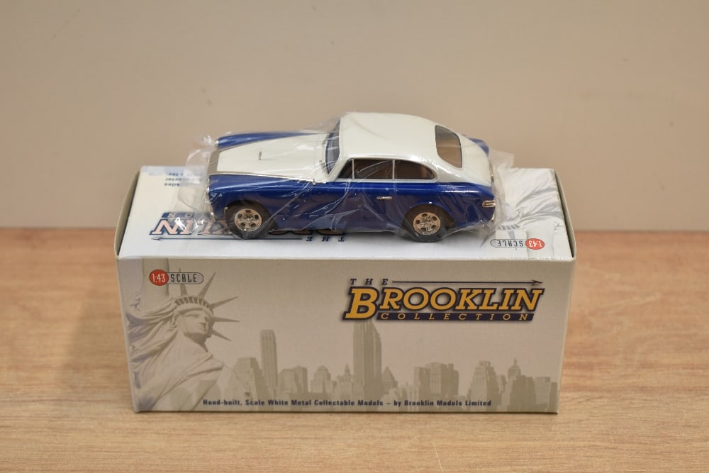 A Brooklin Models The Brooklin Collection 1:43 scale die-cast, BRK 128A 1952 Cunningham C-3, Ivory/: A Brooklin Models The Brooklin Collection 1:43 scale die-cast, BRK 128A 1952 Cunningham C-3, Ivory/Blue, in original box with inner packaging, appears unused
