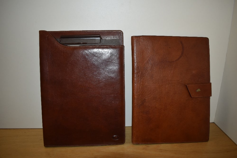 A boxed 'the Bridge' leather document organiser and leather clad clip board 31.5x23.5cm (1 of 2)