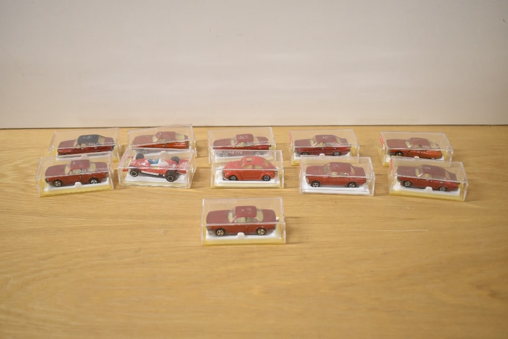 Eleven Majorette Die-casts, 235 BMW 30 CSI x3, 208 Chrysler x3, 232 Ferrari F1, 250 Citroen SM x2, (1 of 1)
