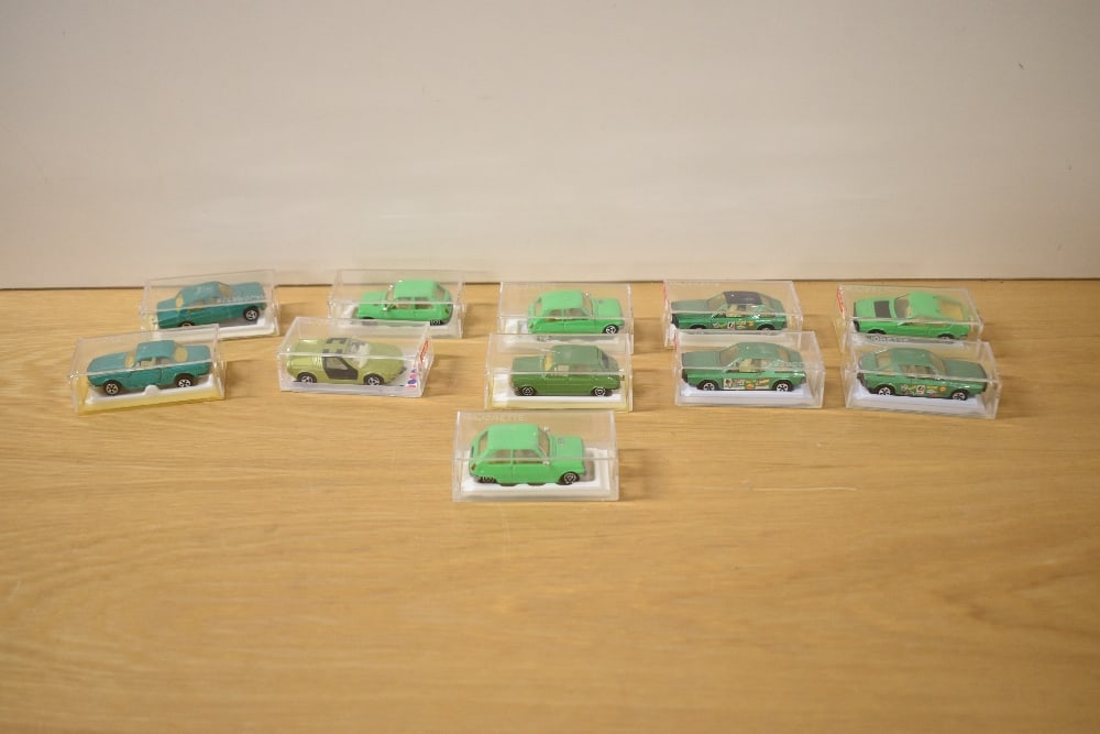 Eleven Majorette Die-casts, 217 Turbo BMW, 257 Renault 5 x3, 235 BMW 30 CSI, 238 Peugot 604, 234 (1 of 1)