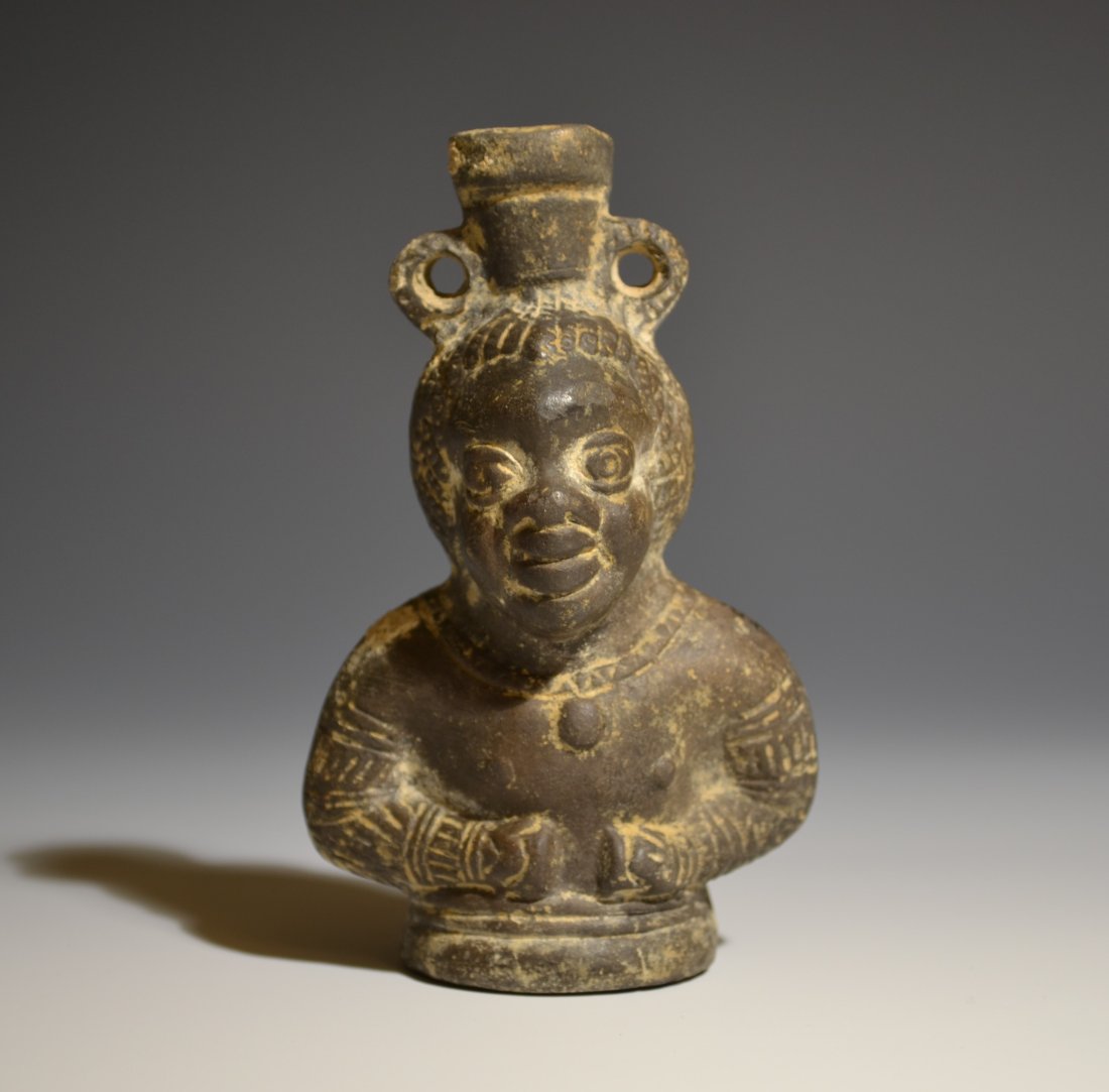 Ancient Roman Ceramic Bottle In The Shape Of A Nubian (1 of 7)