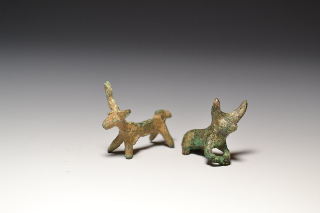 LOT (2) OF AN ANATOLIAN OR IRANIAN BRONZE STAG AND BULL: 73 LOT (2) OF AN ANATOLIAN OR IRANIAN BRONZE STAG AND