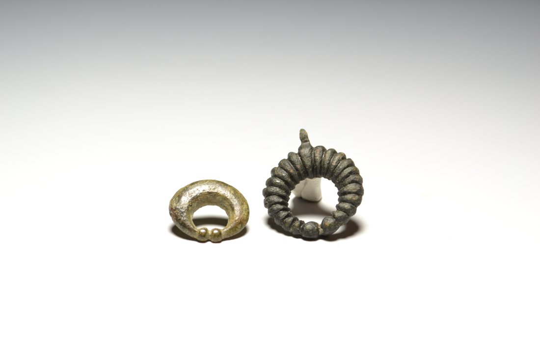 LOT (2) TWO ROMAN BRONZE LUNULAS (1 of 2)
