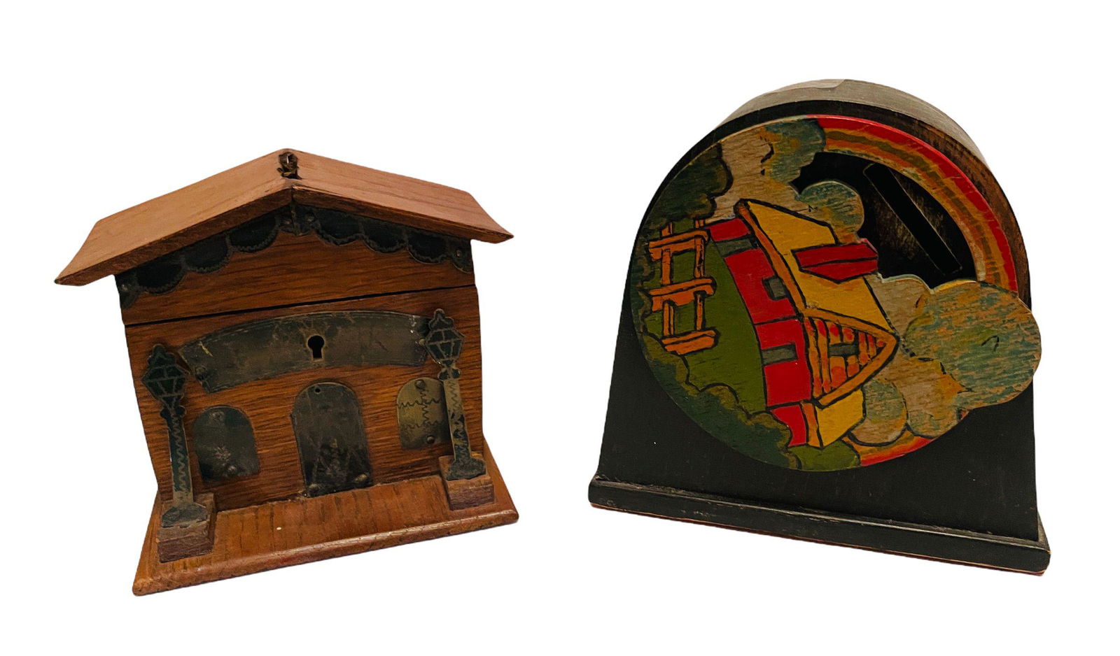 Two Unusual Wood Toy Banks (1 of 2)