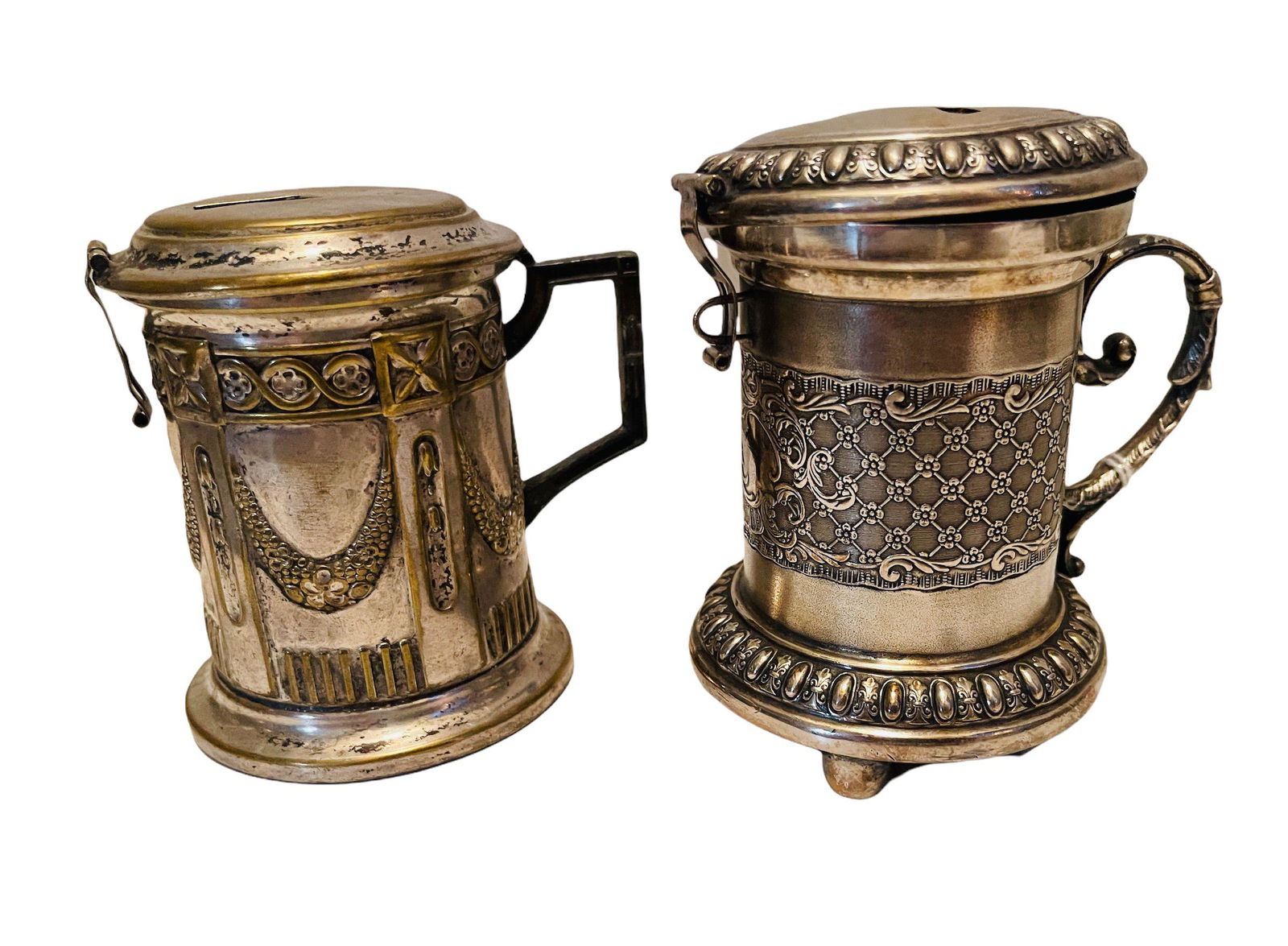 Two Silverplate Stein Banks (1 of 2)