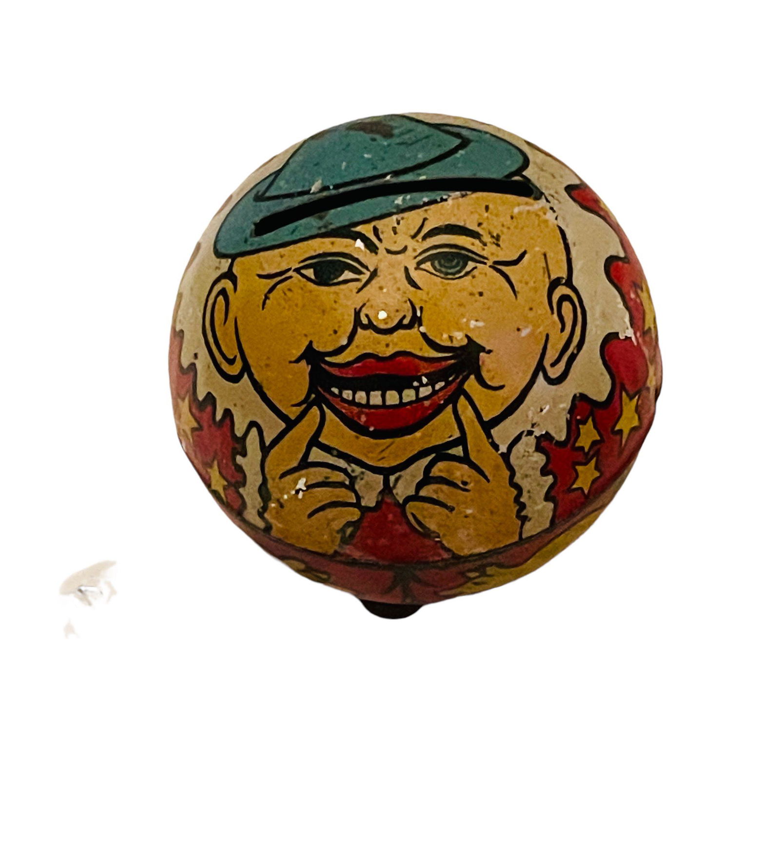 Lithographed Tin Spherical  Still Bank of a Boy Wizard (1 of 2)