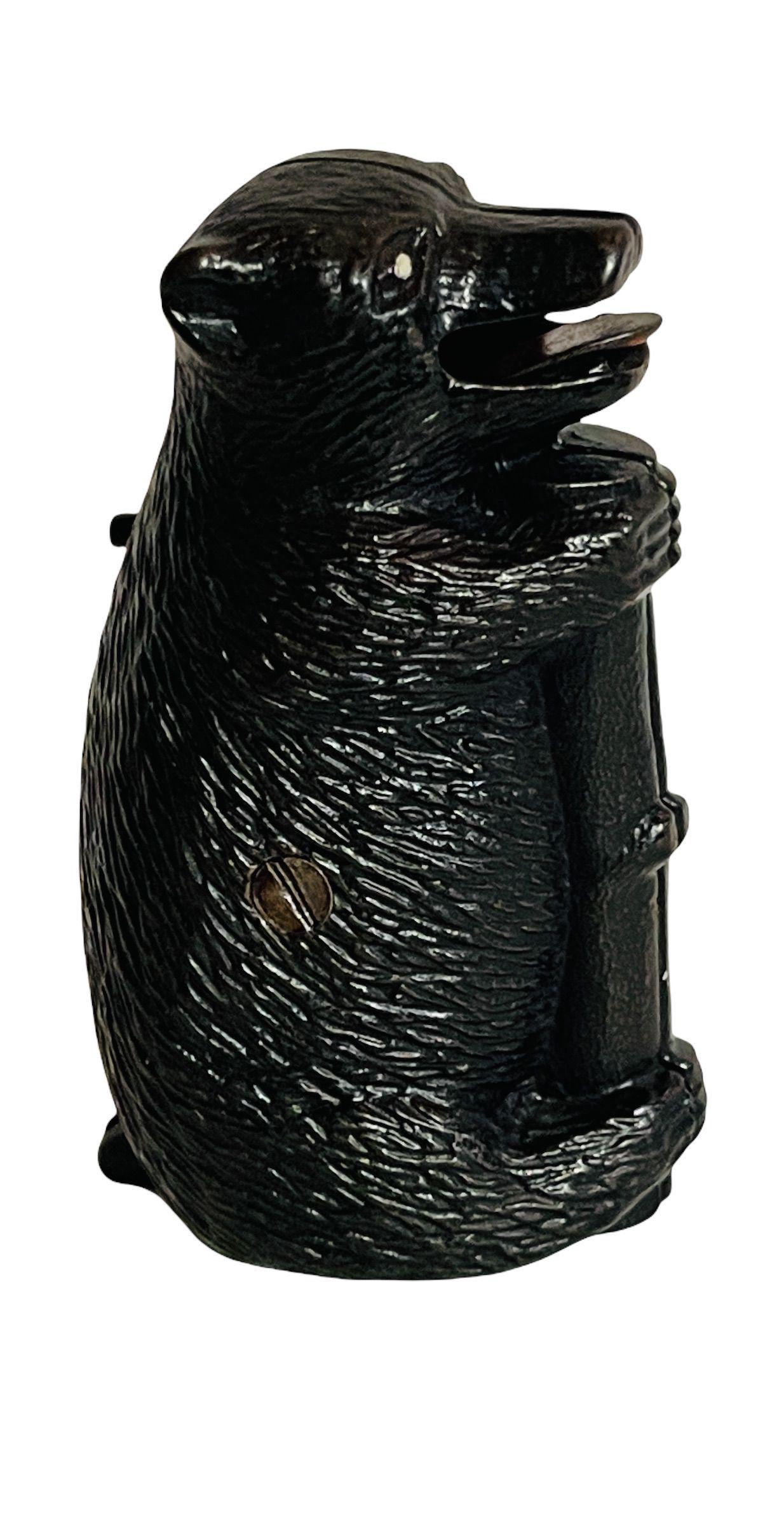 Bear Hugging Tree Stump Cast Iron Mechanical Bank (1 of 5)