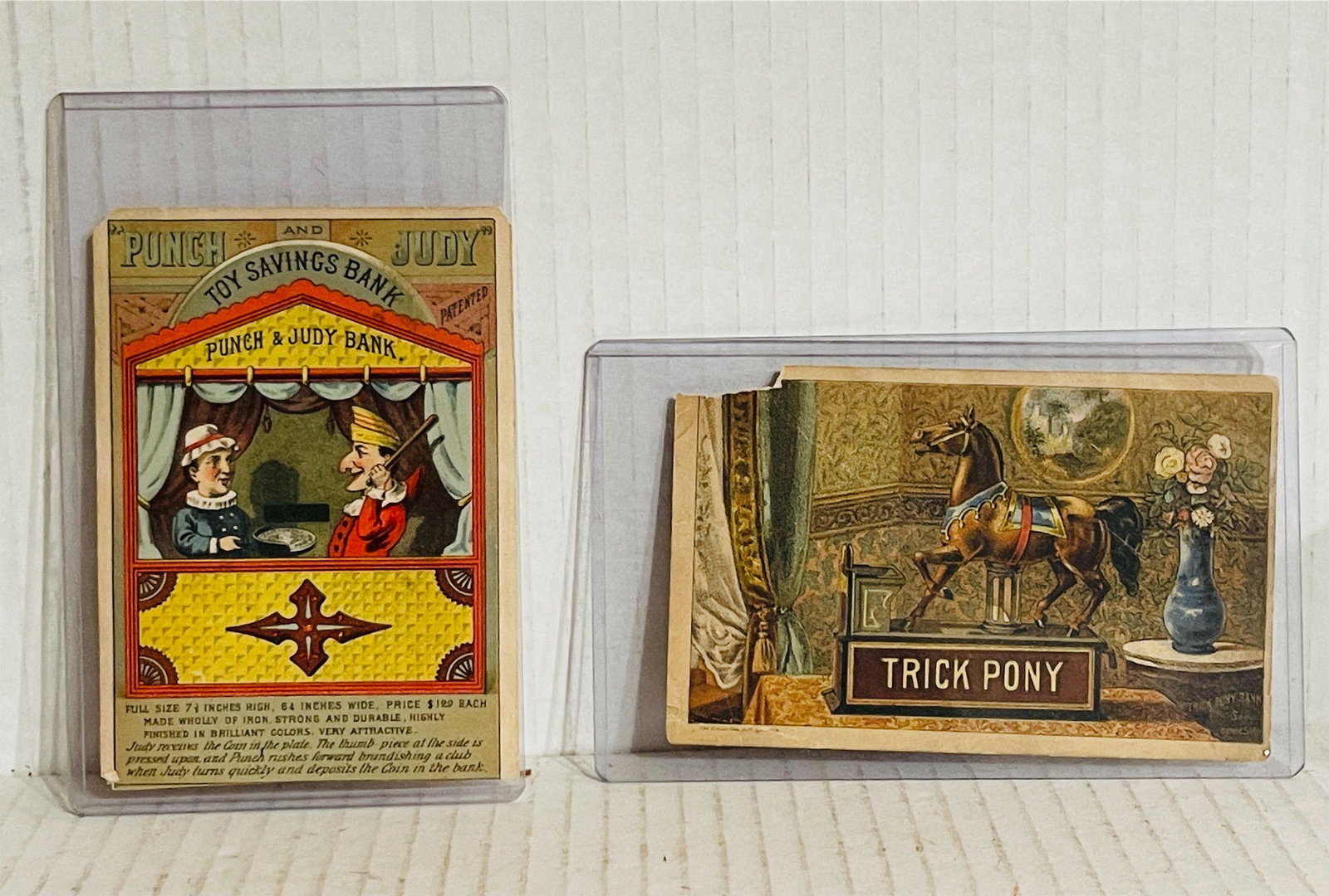 Lot - 2 Damaged Color Trade Cards For Trick Pony Bank (1 of 2)