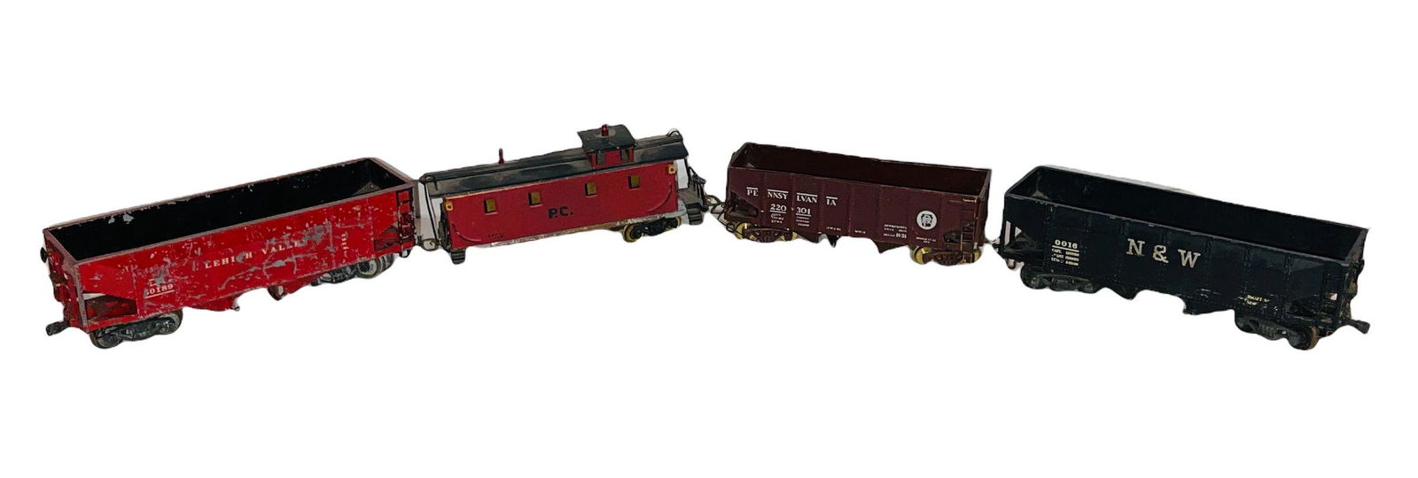 Four Small Lead Train Cars (1 of 2)