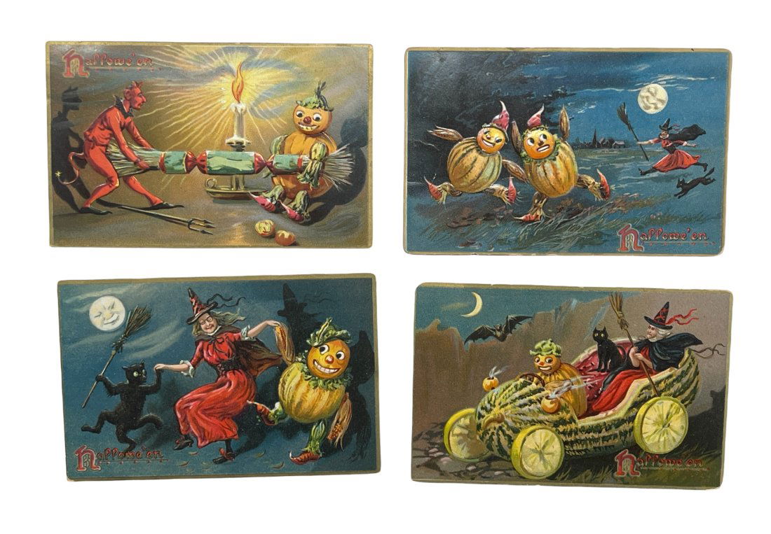 Four Raphael Tuck Halloween Postcards (1 of 2)