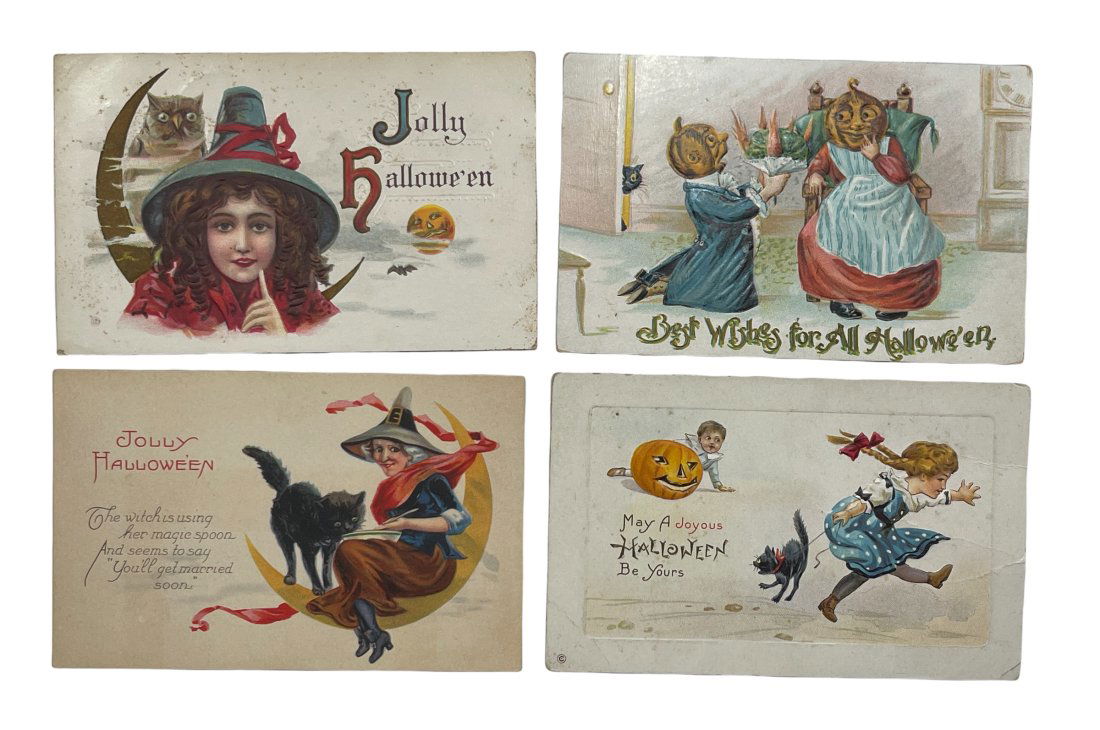 Four Early Halloween Postcards with Witches. (1 of 2)