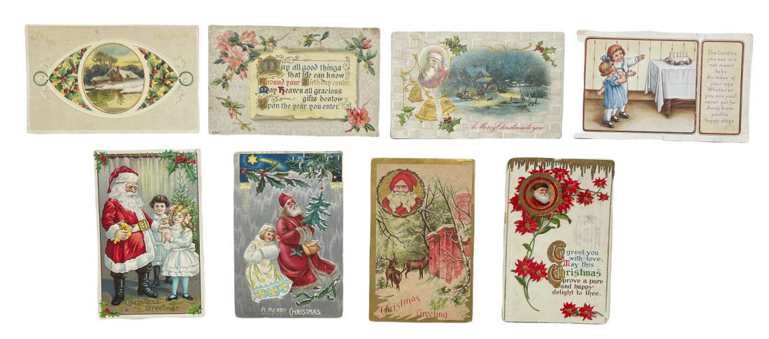 Eight Early Christmas Postcards Includes Five Santa (1 of 2)
